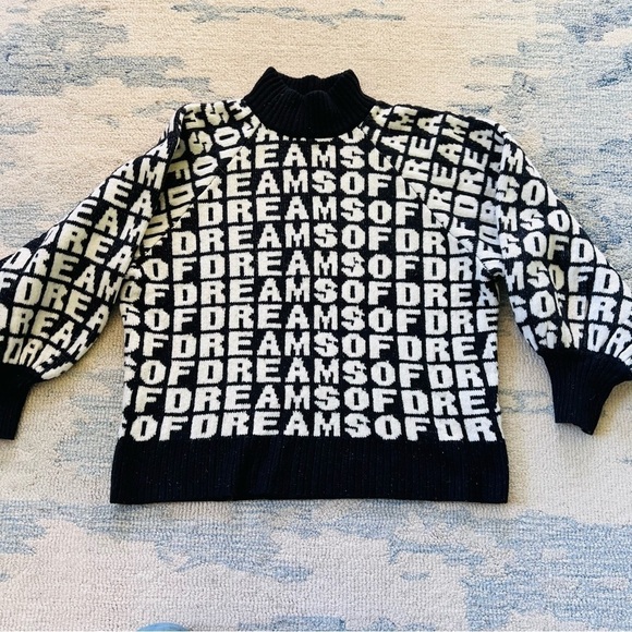 H&M DREAMS OF DREAMS WOOL BLEND BALLOON SLEEVES GRAPHIC THICK SWATER SIZE LARGE - Picture 7 of 8